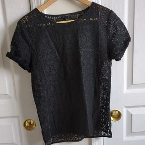 Ann Taylor Elegant Lace Short Sleeve Blouse